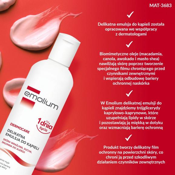 Emolium Dermocare, delikatna emulsja do kąpieli od 1 dnia życia, 200 ml - zdjęcie produktu