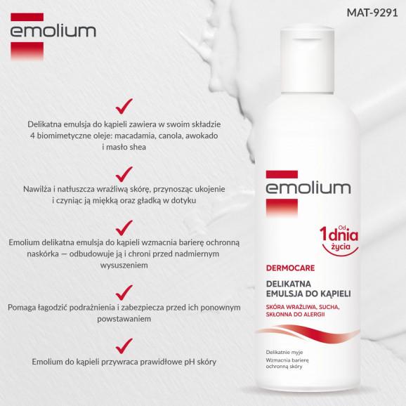 Emolium Dermocare, delikatna emulsja do kąpieli od 1 dnia życia, 200 ml - zdjęcie produktu