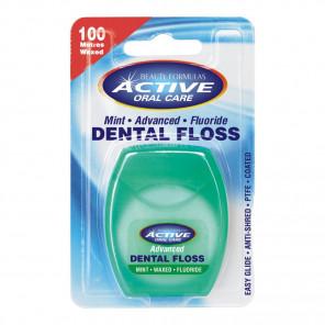 Active Oral Care Mint Dental Floss – nić dentystyczna miętowa woskowana z fluorem (100m) - zdjęcie produktu