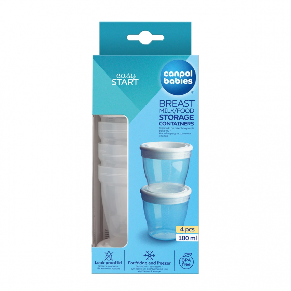 Canpol Babies Easy Start Pojemniki do przechowywania pokarmu 4 x 180 ml - zdjęcie produktu