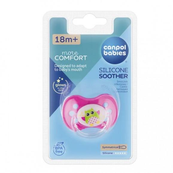 Canpol Babies Smoczek uspokajający silikonowy symetryczny, Sówka, 18 m+, 1 szt. - zdjęcie produktu