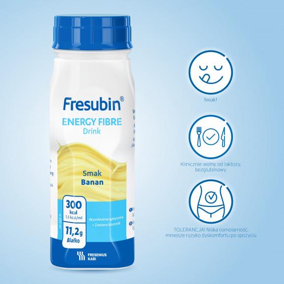 Fresubin Energy Fibre Drink - preparat odżywczy, smak bananowy (4 x 200 ml) - zdjęcie produktu