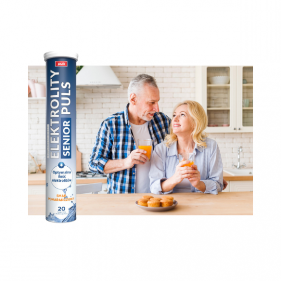 [28.05.2026] Elektrolity Senior Puls, smak pomarańczowy, tabletki musujące, 20 tabletek - zdjęcie produktu