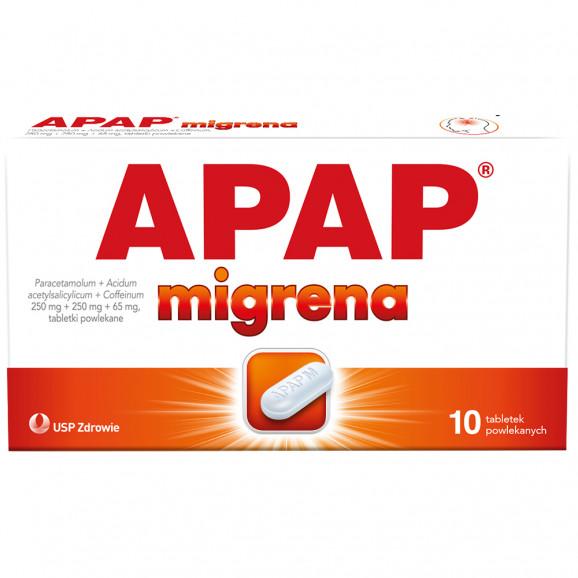 [31.05.2026] APAP Migrena 250 mg + 250 mg + 65 mg, 10 tabletek - zdjęcie produktu