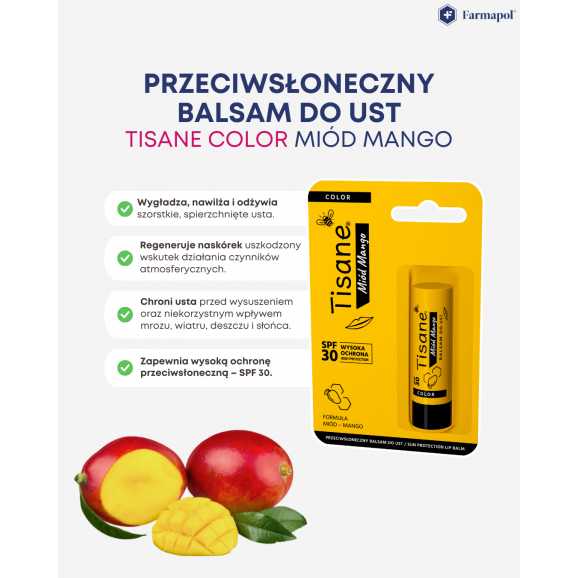Tisane, balsam do ust SPF 30 Miód Mango (5,1 g) - zdjęcie produktu