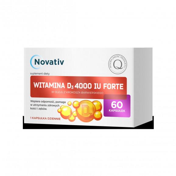 NOVATIV Witamina D3 4000 IU Forte – suplement diety (60 kapsułek) - zdjęcie produktu