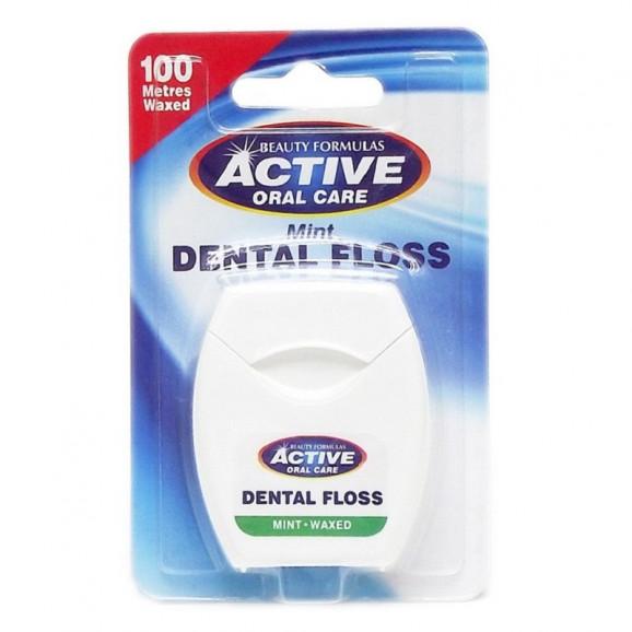 Beauty Formulas Active Oral Care Nić dentystyczna miętowa woskowana 100 m Beauty Formulas Active Oral Care Nić dentystyczna miętowa woskowana 100 m - zdjęcie produktu