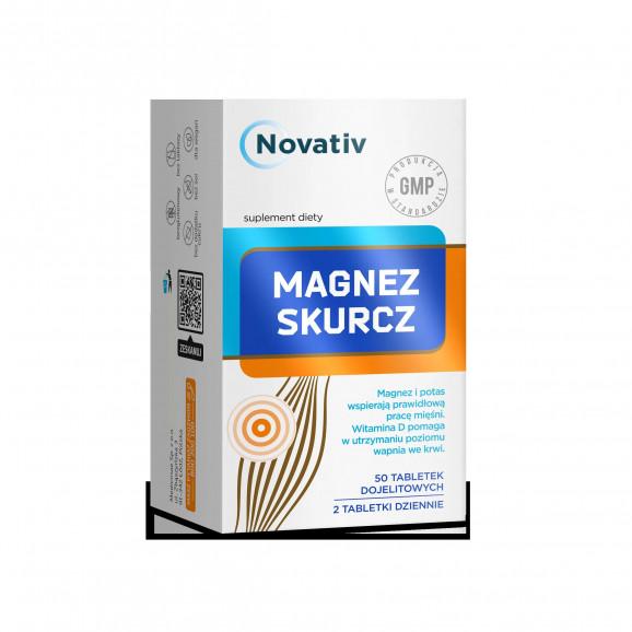 Novativ Magnez Skurcz – suplement diety (50 tabletek dojelitowych) - zdjęcie produktu
