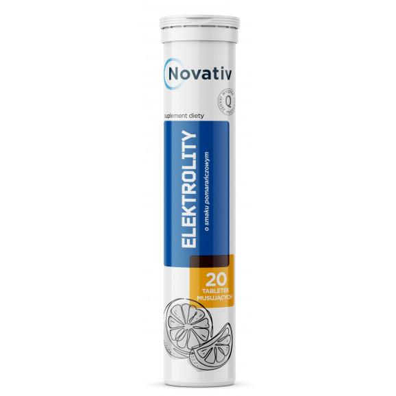 Novativ Elektrolity o smaku pomarańczowym, 20 tabletek musujących – suplement diety Novativ Elektrolity o smaku pomarańczowym, 20 tabletek musujących – suplement diety - zdjęcie produktu