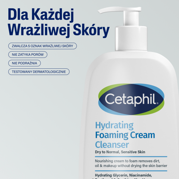 Cetaphil Hydrating Foaming Cream Cleanser kremowa pianka oczyszczająca (236 ml) - zdjęcie produktu