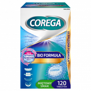 Corega Tabs Bio Formuła – tabletki do czyszczenia protez zębowych (120 tabletek) – wyrób medyczny - zdjęcie produktu