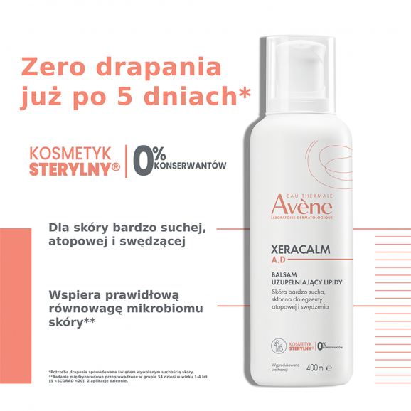 Zestaw AVENE XeraCalm A.D Balsam + olejek uzupełniający lipidy, 400ml + 100ml - zdjęcie produktu