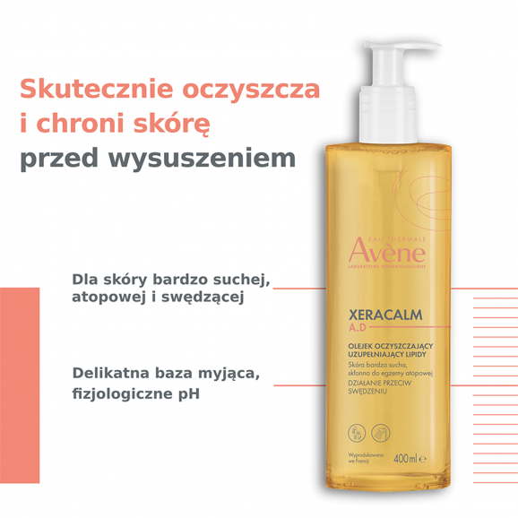 Zestaw AVENE XeraCalm A.D Balsam + olejek uzupełniający lipidy, 400ml + 100ml - zdjęcie produktu