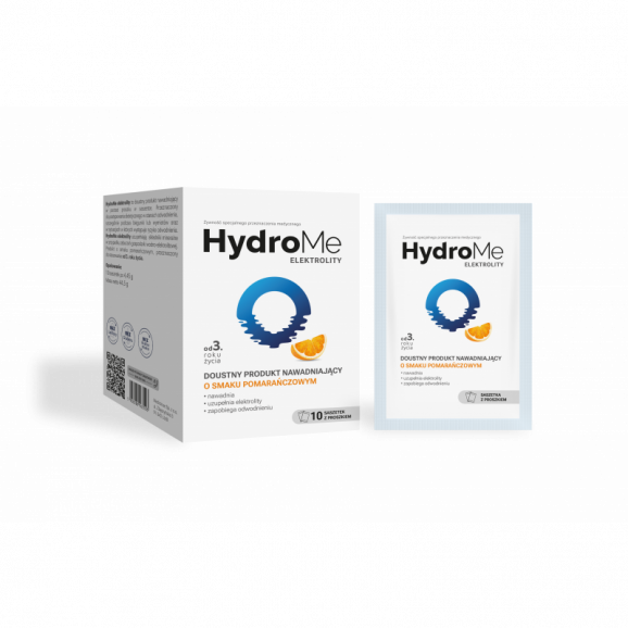 Medicinae HydroMe Elektrolity Produkt doustny nawadniający, smak pomarańczowy (10 saszetek) Medicinae HydroMe Elektrolity Produkt doustny nawadniający, smak pomarańczowy (10 saszetek) - zdjęcie produktu