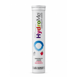 HydroMe Elektrolity Junior, 24 tabletki musujące o smaku malinowym – suplement diety - zdjęcie produktu