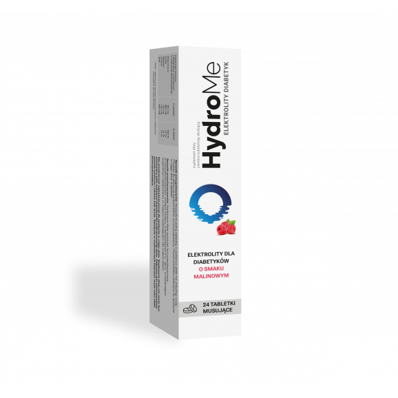 HydroMe Elektrolity Diabetyk, 24 tabletki musujące o smaku malinowym – suplement diety - zdjęcie produktu
