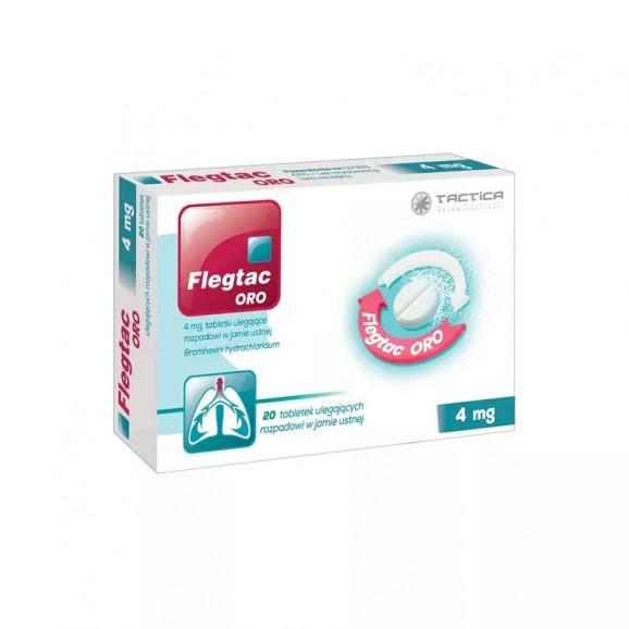 Flegtac ORO 4 mg, 20 tabletek ulegających rozpadowi w jamie ustnej Flegtac ORO 4 mg, 20 tabletek ulegających rozpadowi w jamie ustnej - zdjęcie produktu