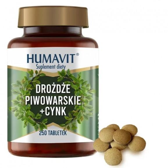 Humavit Suplement diety drożdże piwowarskie + cynk, 250 kapsułek Humavit Suplement diety drożdże piwowarskie + cynk, 250 kapsułek - zdjęcie produktu