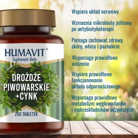 Humavit Suplement diety drożdże piwowarskie + cynk, 250 kapsułek - zdjęcie produktu