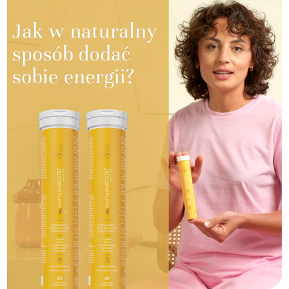 MyBest HydroBoost Równowaga Elektrolitowa Organizmu, smak poziomowy, tabletki musujące, 20 szt. MyBest HydroBoost Równowaga Elektrolitowa Organizmu, smak poziomowy, tabletki musujące, 20 szt. - zdjęcie produktu