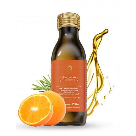 MyBest Protect, olej, smak ziołowo-pomarańczowy, 250 ml MyBest Protect, olej, smak ziołowo-pomarańczowy, 250 ml - zdjęcie produktu