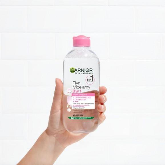 Garnier Skin Naturals Delikatny Płyn Micelarny 3w1 do skóry wrażliwej – kosmetyk (400 ml) - zdjęcie produktu