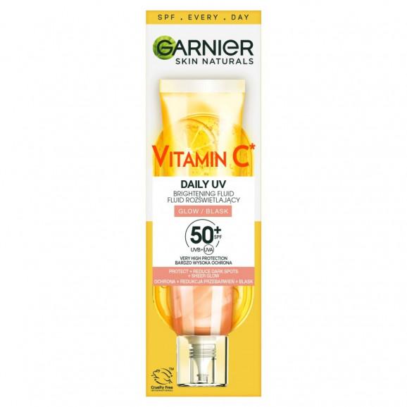 Garnier Skin Naturals Vitamin C UV Daily Fluid SPF 50+ Sheer Glow – rozświetlający fluid na dzień (40 ml) Garnier Skin Naturals Vitamin C UV Daily Fluid SPF 50+ Sheer Glow – rozświetlający fluid na dzień (40 ml) - zdjęcie produktu