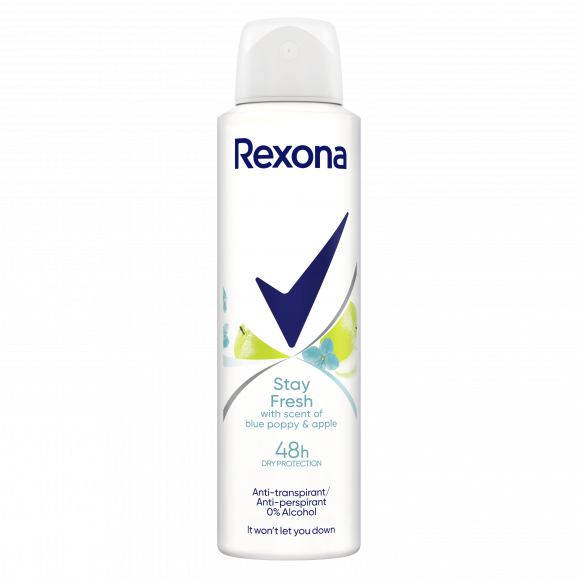 Rexona Stay Fresh Blue Poppy & Apple 48H antyperspirant w sprayu dla kobiet (150 ml) Rexona Stay Fresh Blue Poppy & Apple 48H antyperspirant w sprayu dla kobiet (150 ml) - zdjęcie produktu