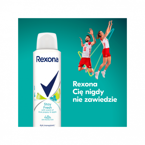 Rexona Stay Fresh Blue Poppy & Apple 48H antyperspirant w sprayu dla kobiet (150 ml) Rexona Stay Fresh Blue Poppy & Apple 48H antyperspirant w sprayu dla kobiet (150 ml) - zdjęcie produktu