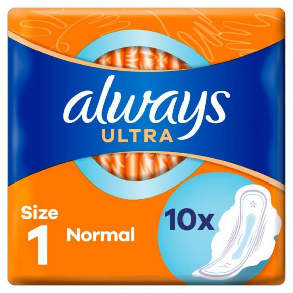 Always Ultra Normal (R1) – ultracienkie podpaski ze skrzydełkami (10 szt.) Always Ultra Normal (R1) – ultracienkie podpaski ze skrzydełkami (10 szt.) - zdjęcie produktu