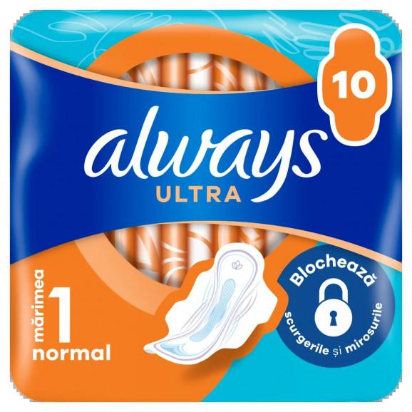 Always Ultra Normal (R1) – ultracienkie podpaski ze skrzydełkami (10 szt.) Always Ultra Normal (R1) – ultracienkie podpaski ze skrzydełkami (10 szt.) - zdjęcie produktu