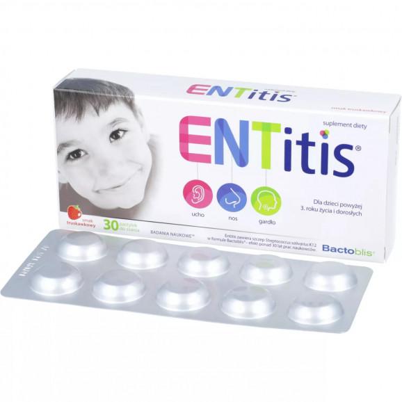 ENTitis, pastylki do ssania, smak truskawkowy, 30 szt. - zdjęcie produktu
