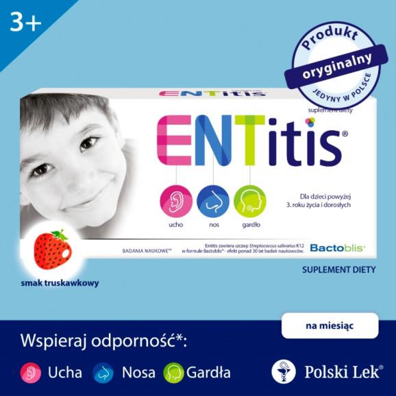 ENTitis, pastylki do ssania, smak truskawkowy, 30 szt. - zdjęcie produktu