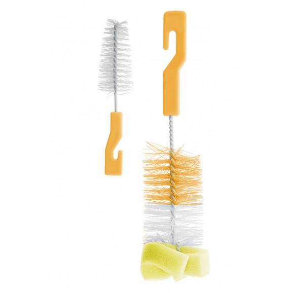Bocioland Szczotka do butelek i smoczków z gąbką pomarańczowa – zestaw 2 sztuki Bocioland Szczotka do butelek i smoczków z gąbką pomarańczowa – zestaw 2 sztuki - zdjęcie produktu