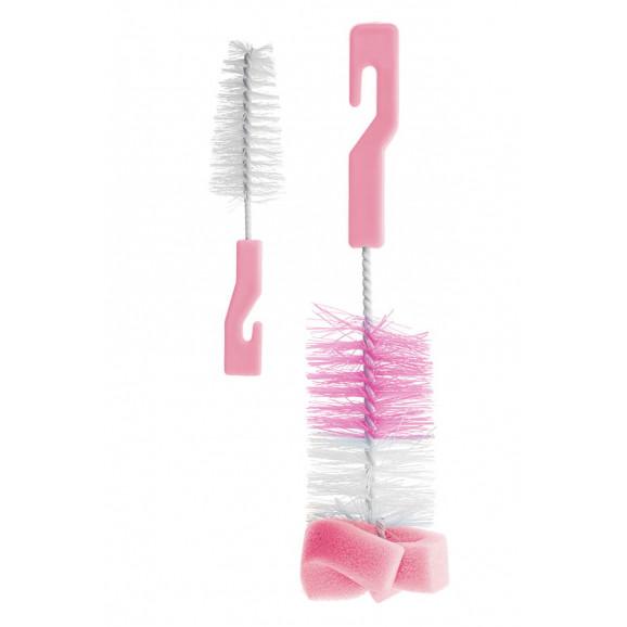 Bocioland Szczotka do butelek i smoczków z gąbką różowa – zestaw 2 sztuki Bocioland Szczotka do butelek i smoczków z gąbką różowa – zestaw 2 sztuki - zdjęcie produktu