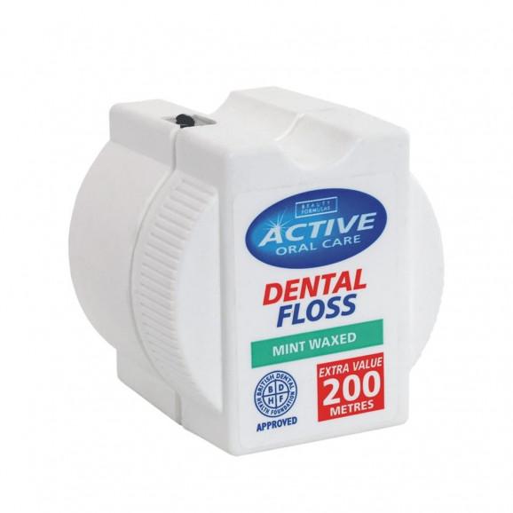 Active Oral Care, nić dentystyczna miętowa woskowana – kosmetyk (200 m) Active Oral Care, nić dentystyczna miętowa woskowana – kosmetyk (200 m) - zdjęcie produktu