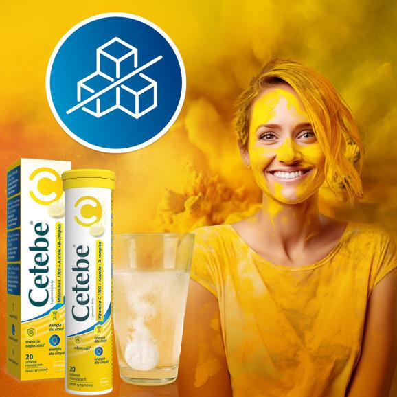 CETEBE Witamina C 1000, B-complex, Acerola, 20 tabletek musujących - zdjęcie produktu