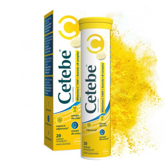 CETEBE Witamina C 1000, B-complex, Acerola, 20 tabletek musujących - zdjęcie produktu