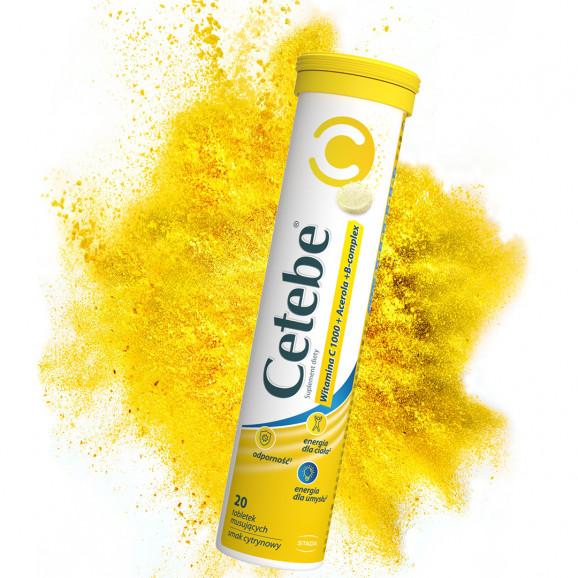 CETEBE Witamina C 1000, B-complex, Acerola, 20 tabletek musujących - zdjęcie produktu