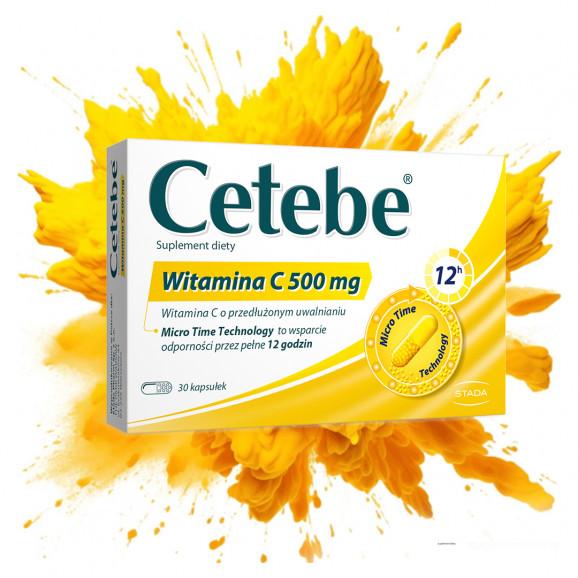 [31.05.2026] CETEBE Witamina C 500mg na odporność o przedłużonym uwalnianiu 30 kapsułek - zdjęcie produktu