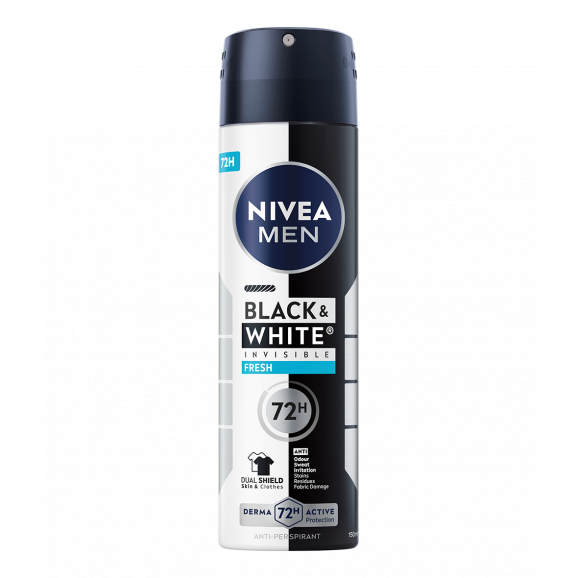 NIVEA MEN Black & White Invisible Fresh 72H antyperspirant w sprayu dla mężczyzn 150 ml NIVEA MEN Black & White Invisible Fresh 72H antyperspirant w sprayu dla mężczyzn 150 ml - zdjęcie produktu