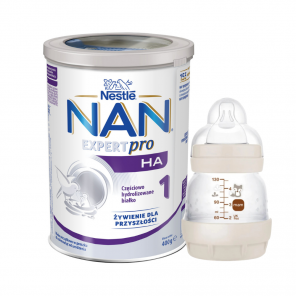 Nestlé NAN Expert Pro HA 1 hypoalergiczne mleko początkowe od urodzenia 400 g + butelka 130ml GRATIS - zdjęcie produktu