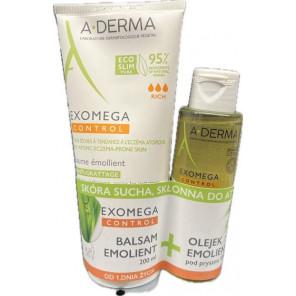 A-Derma Exomega Control, balsam emolient 200 ml + olejek emolient pod prysznic 100 ml, zestaw, 1 szt. - zdjęcie produktu