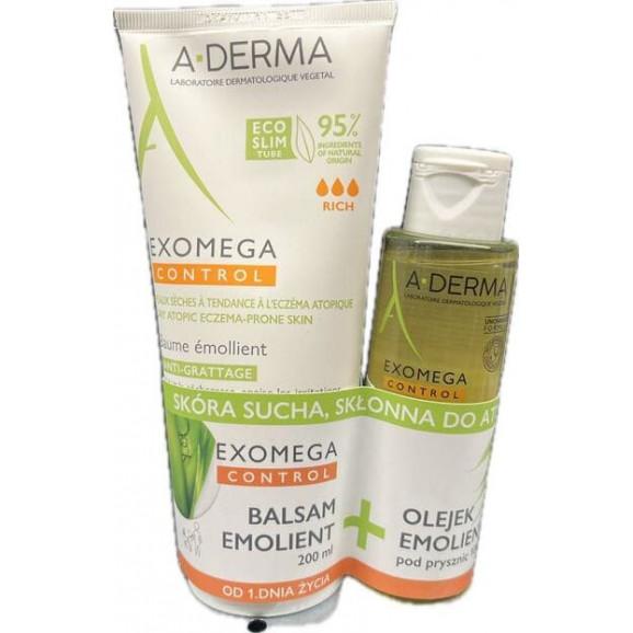 A-Derma Exomega Control, balsam emolient 200 ml + olejek emolient pod prysznic 100 ml, zestaw, 1 szt. A-Derma Exomega Control, balsam emolient 200 ml + olejek emolient pod prysznic 100 ml, zestaw, 1 szt. - zdjęcie produktu