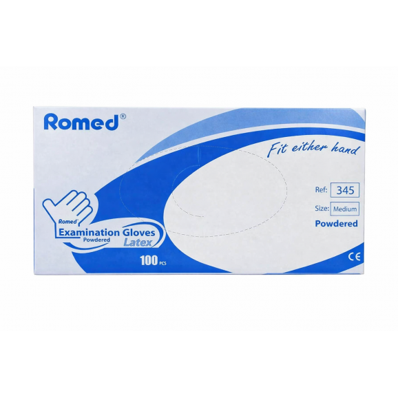Rękawice Romed Lateksowe, pudrowe, rozmiar M (100 szt.) Rękawice Romed Lateksowe, pudrowe, rozmiar M (100 szt.) - zdjęcie produktu