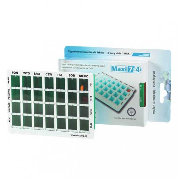 MAXI 7x4 Kasetka tygodniowa do dawkowania leków, 4 pory dnia MAXI 7x4 Kasetka tygodniowa do dawkowania leków, 4 pory dnia - zdjęcie produktu
