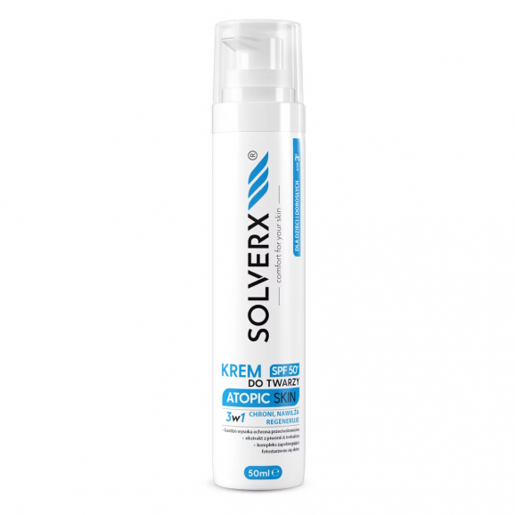 Solverx Atopic Skin krem do twarzy SPF 50+ do skóry atopowej 50 ml Solverx Atopic Skin krem do twarzy SPF 50+ do skóry atopowej 50 ml - zdjęcie produktu