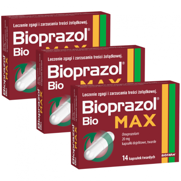 Bioprazol Bio Max 20 mg lek bez recepty kapsułki dojelitowe twarde (3x14 kapsułek) Bioprazol Bio Max 20 mg lek bez recepty kapsułki dojelitowe twarde (3x14 kapsułek) - zdjęcie produktu