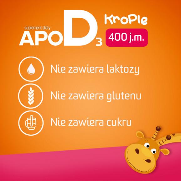 [30.06.2026] ApoD3 Krople 400 j.m. suplement diety z witaminą D3 10 ml - zdjęcie produktu