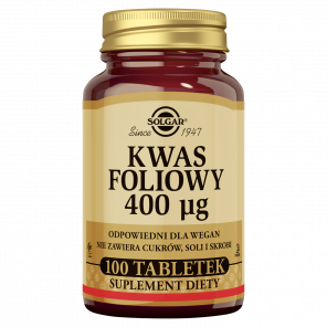 [30.06.2026] Solgar Kwas Foliowy 400 mcg (100 tabletek) - zdjęcie produktu